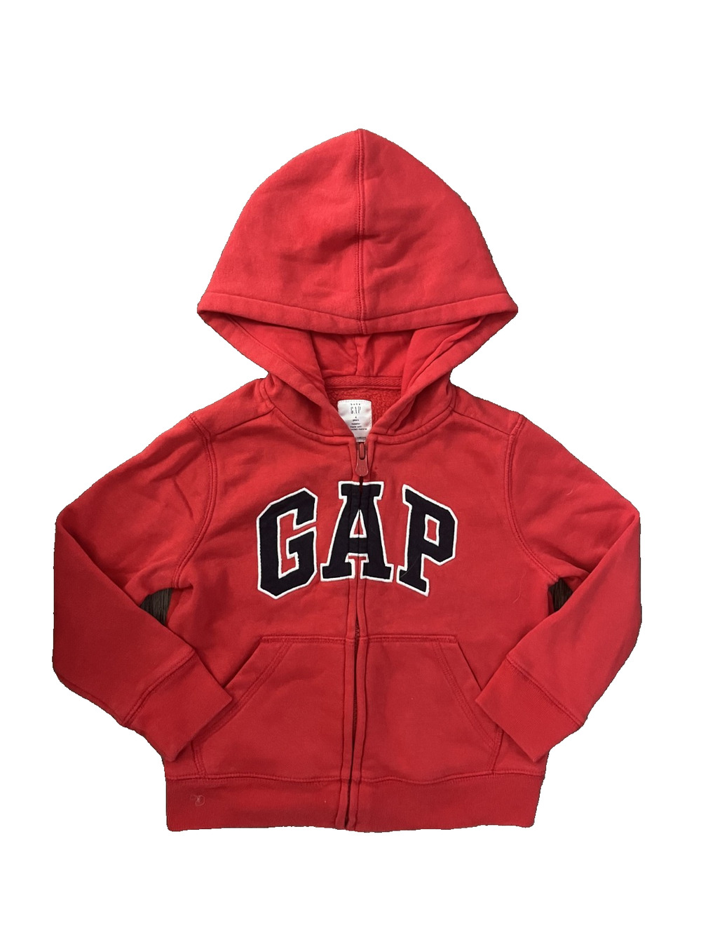 Toddlers Boys GAP Size 4 Years Red Logo Zip Up Hoodie Jacket Classic Pockets